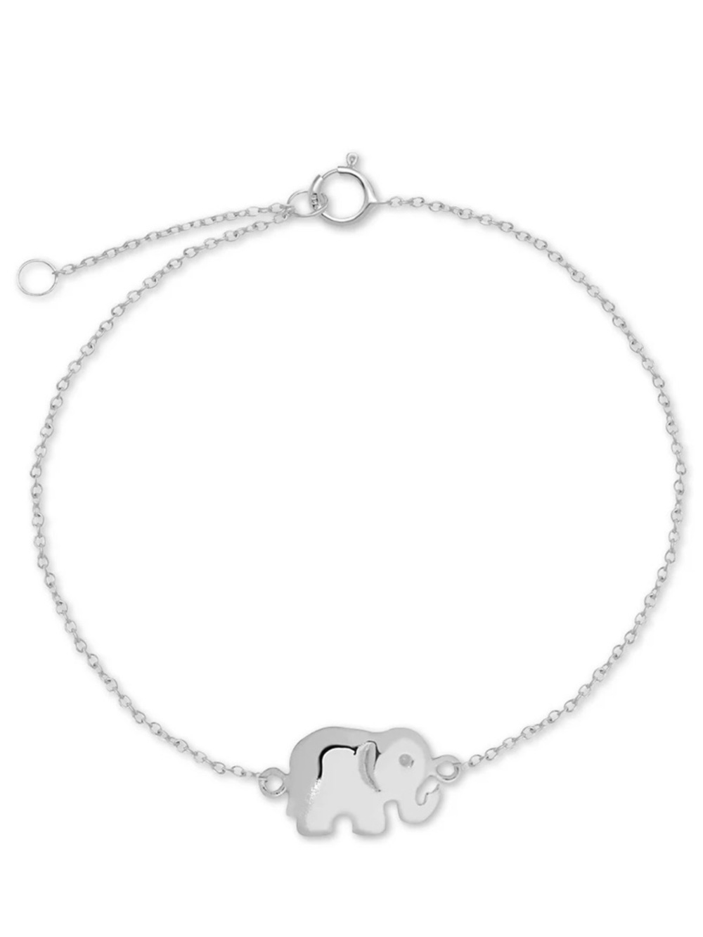 Polished Elephant Charm Ankle Bracelet in Sterling Silver
